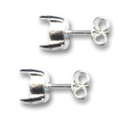 pendientes con trasera soporte cabuchón 8mm sin anilla plateado x2