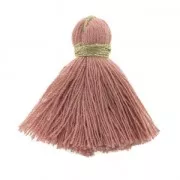 Borla Grande pompón imitación algodón 40 mm Rosa antiguo / Dorado x5