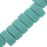 Cuentas de cristal checo marca Carrier 2 agujeros 11x22 mm Green Turquoise Mat x 6