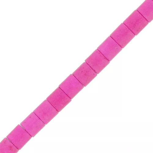Cuenta tubo 4x4 mm Howlite imitación x38cm - Fuscia