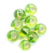 Cuentas de Rocalla Preciosa 5/0, 4,5 mm - Peridoto amarillo con revestimiento plateado, 20 g
