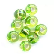 Cuentas de Rocalla Preciosa 5/0, 4,5 mm - Peridoto amarillo con revestimiento plateado, 20 g