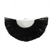 Colgante abanico media luna borlas y flecos 25x47 mm Negro/plateado x 1|raw }}