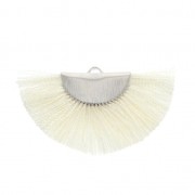 Colgante abanico media luna borlas y flecos 25x47 mm Marfil/plateado x 1|raw }}