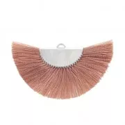 Colgante abanico media luna borlas y flecos 25x47 mm Sienna/plateado x 1