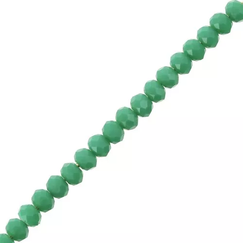 Cuentas redondas aplanadas facetadas 3.5x3 mm Medium Green Opaque x35cm