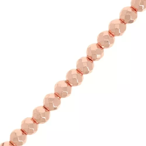Mini-Hematites sintéticas redondas facetadas 3.3 mm dorado rosa x38.5 cm
