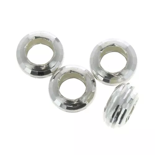 Cuentas entrepiezas arandelas rayadas 5x2.5  mm de Plata 925 x4