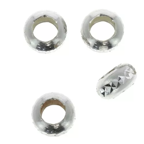 Cuentas entrepiezas arandelas facetadas 5x2.5 mm de Plata 925 x4