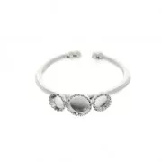 Anillo ajustable 3 engastes para cabuchones 4 mm y 3 mm de Plata 925 x1