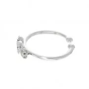Anillo ajustable 3 engastes para cabuchones 4 mm y 3 mm de Plata 925 x1