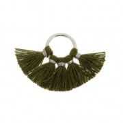 Colgante Pequeño abanico con pompones de imitación algodón 20x29 mm