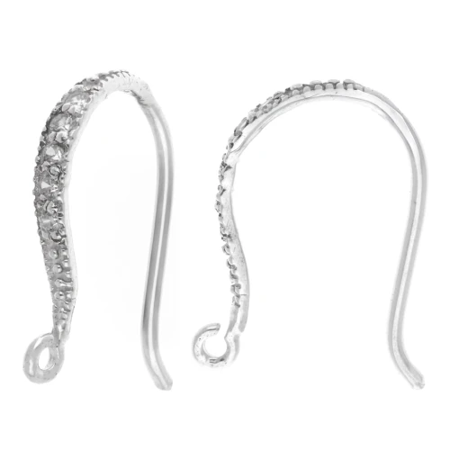 Ganchos de pendientes con strass 18.5 mm de Plata 925 x2