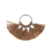 Colgante Pequeño abanico con pompones de imitación algodón 20x29 mm Leonado Platx1