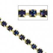 Cadena de latón bruto con strass de cristal tallado 2.10 mm Bermuda Blue x50cm|raw }}
