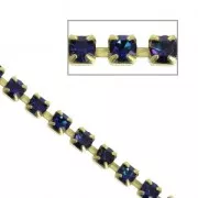 Cadena de latón bruto con strass de cristal tallado 2.10 mm Bermuda Blue x50cm