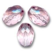 Cuentas en forma de oliva facetadas, 11 x 8 mm - Rosaline x20
