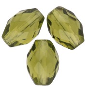 Cuentas con forma de oliva facetadas de 11 x 8 mm - Olivina x20