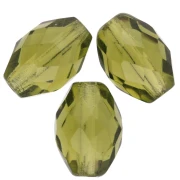 Cuentas con forma de oliva facetadas de 11 x 8 mm - Olivina x20