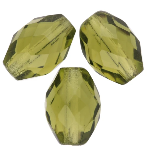 Cuentas con forma de oliva facetadas de 11 x 8 mm - Olivina x20