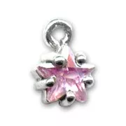 Dije estrella de Plata 8 mm óxido de zirconio Light Rose x1
