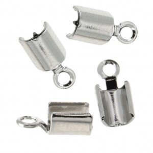 Terminal para cordón redondo 2,2 mm Chapado en plata fina envejecido x10