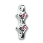 Separador 3 vías 17x5 mm enchapado rodio strass Rose x1|raw }}