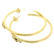 Pendientes de aro hilo cuadrado 3 Y 4 mm 48x2 mm - 48x2 mm Dorado con oro fino x2