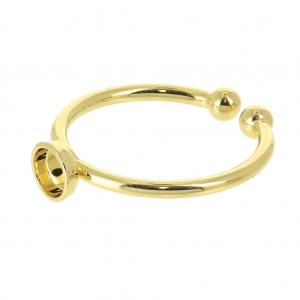Anillo ajustable engaste para cabuchones fondo plano 4 mm dorado con oro fino x1