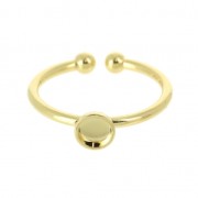 Anillo ajustable engaste para cabuchones fondo plano 4 mm dorado con oro fino x1