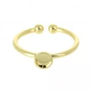 Anillo ajustable engaste para cabuchones fondo plano 4 mm dorado con oro fino x1