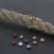 Anillo ajustable engaste para cabuchones fondo plano 4 mm dorado con oro fino x1