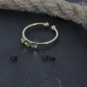 Anillo ajustable 3 engastes para cabuchones fondo plano 3 mm plateado x1