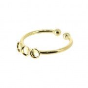 Anillo ajustable 3 engastes para cabuchones fondo plano 3 mm Dorado con oro finox1