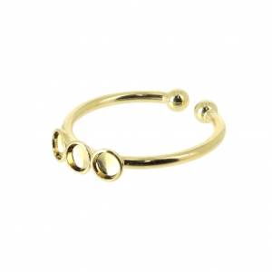 Anillo ajustable 3 engastes para cabuchones fondo plano 3 mm Dorado con oro finox1
