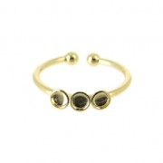 Anillo ajustable 3 engastes para cabuchones fondo plano 3 mm Dorado con oro finox1