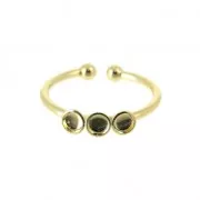 Anillo ajustable 3 engastes para cabuchones fondo plano 3 mm Dorado con oro finox1