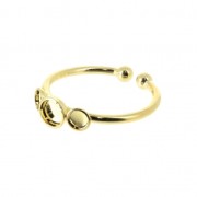 Anillo ajustable 3 engastes para cabuchones fondo plano 3 y 4 mm Dorado con oro finox1