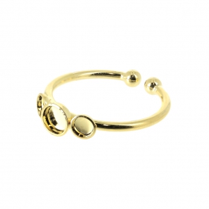 Anillo ajustable 3 engastes para cabuchones fondo plano 3 y 4 mm Dorado con oro finox1