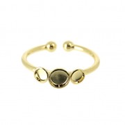 Anillo ajustable 3 engastes para cabuchones fondo plano 3 y 4 mm Dorado con oro finox1