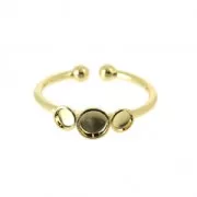 Anillo ajustable 3 engastes para cabuchones fondo plano 3 y 4 mm Dorado con oro finox1