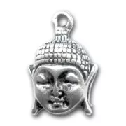 Dije cabeza buda 17 mm plateado antiguo x1