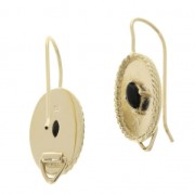 Ganchos pendientes decorado ovalado engaste ónice 24 mm Chapado de Oro 3 micras x2|raw }}
