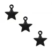 Dije estrella de metal y resina epoxi 7 mm Negro x 6 