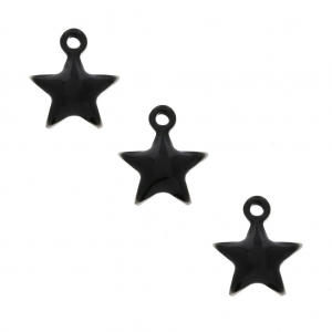 Dije estrella de metal y resina epoxi 7 mm Negro x 6 