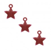 Dije de estrella de metal y resina epoxi 7 mm - Rojo oscuro x6