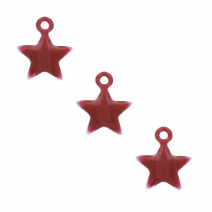 Dije de estrella de metal y resina epoxi 7 mm - Rojo oscuro x6