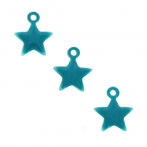 Dije estrella de metal y resina epoxi 7 mm Green turquesa x 6