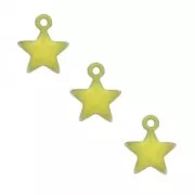 Dije estrellas de metal y resina epoxi 7 mm Amarillo x 6