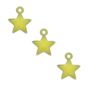 Dije estrellas de metal y resina epoxi 7 mm Amarillo x 6